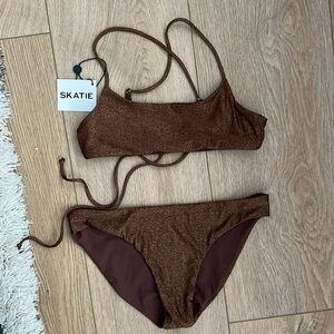 Skatie Bikini Set sparkly brown and gold-brand new